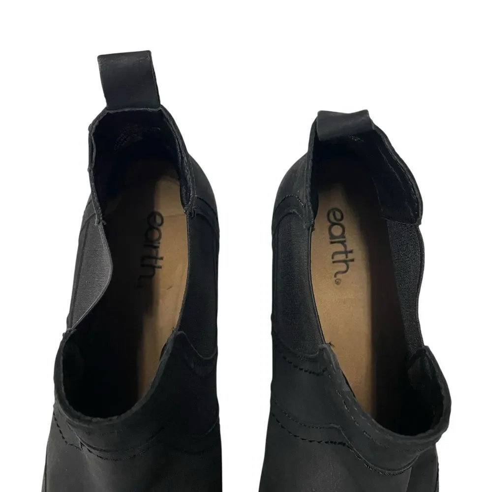 EARTH Faine Round Toe Pull on Boots Black Size 10 W